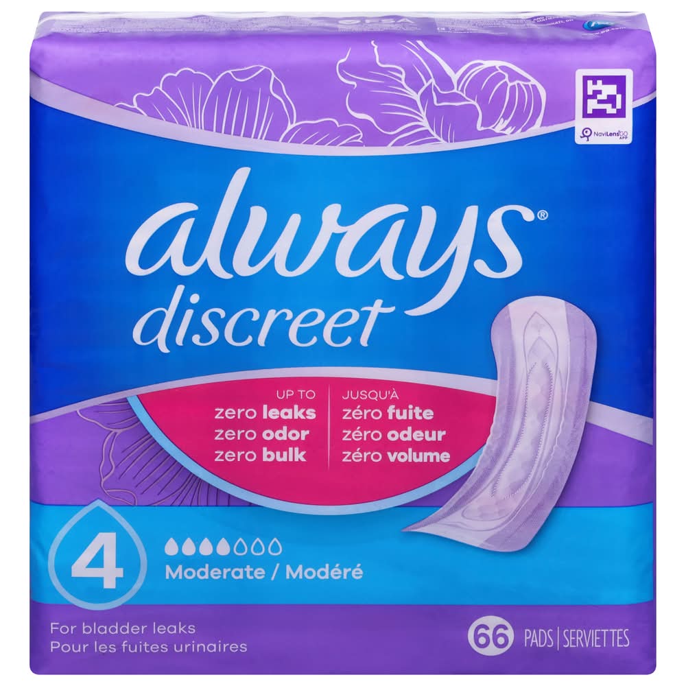 Always Rapid Dry Moderate Absorbency Pads (1.3 lbs, 66 ct)