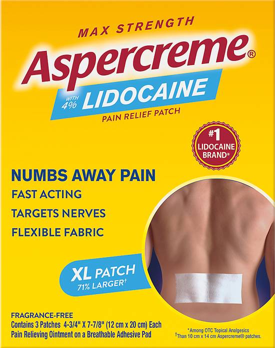 Aspercreme Max Strength Lidocaine Pain Relief Patch Xl (3 ct)