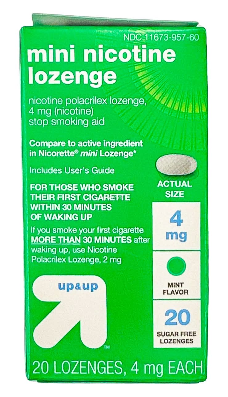 up&up Nicotine 4mg Mini Lozenge Stop Smoking Aid, Mint (20 ct)