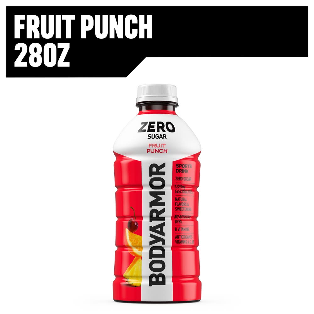 BODYARMOR Zero Sugar Electrolyte Sports Drink, Fruit Punch (28 fl oz)