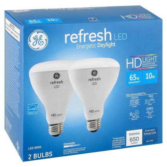 Ge Refresh 10 Watts Daylight Led Light Bulbs, (2 ct)