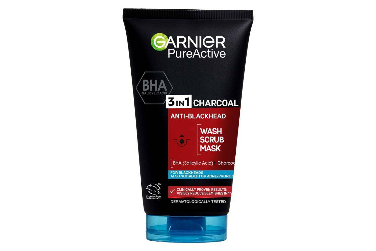 Garnier Pure Active 3in1 Charcoal Mask-Wash-Scrub For Blackheads and Spots 150ml