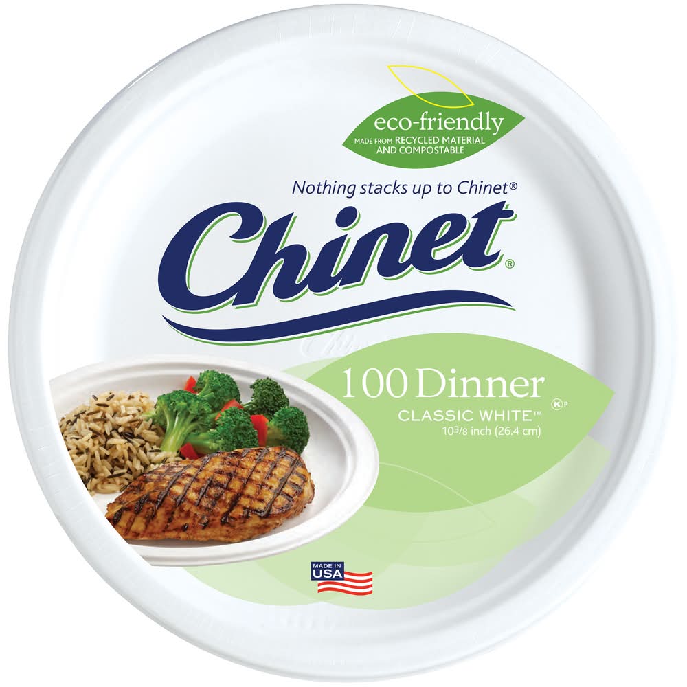 Chinet Classic Dinner Plates, 26.4 cm, White (100 ct)