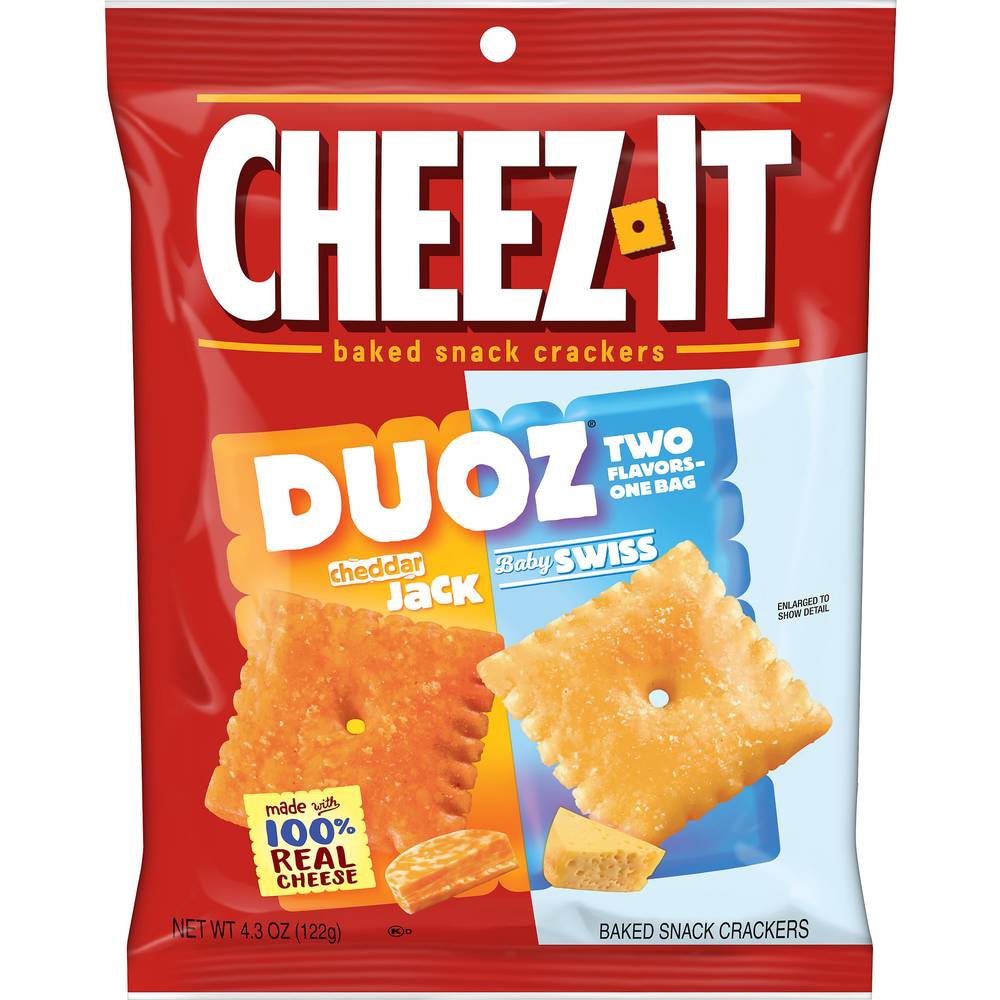 Cheez-It Duoz Cheddar Jack & Baby Swiss Baked Snack Crackers (4.3 oz, 2 ct)