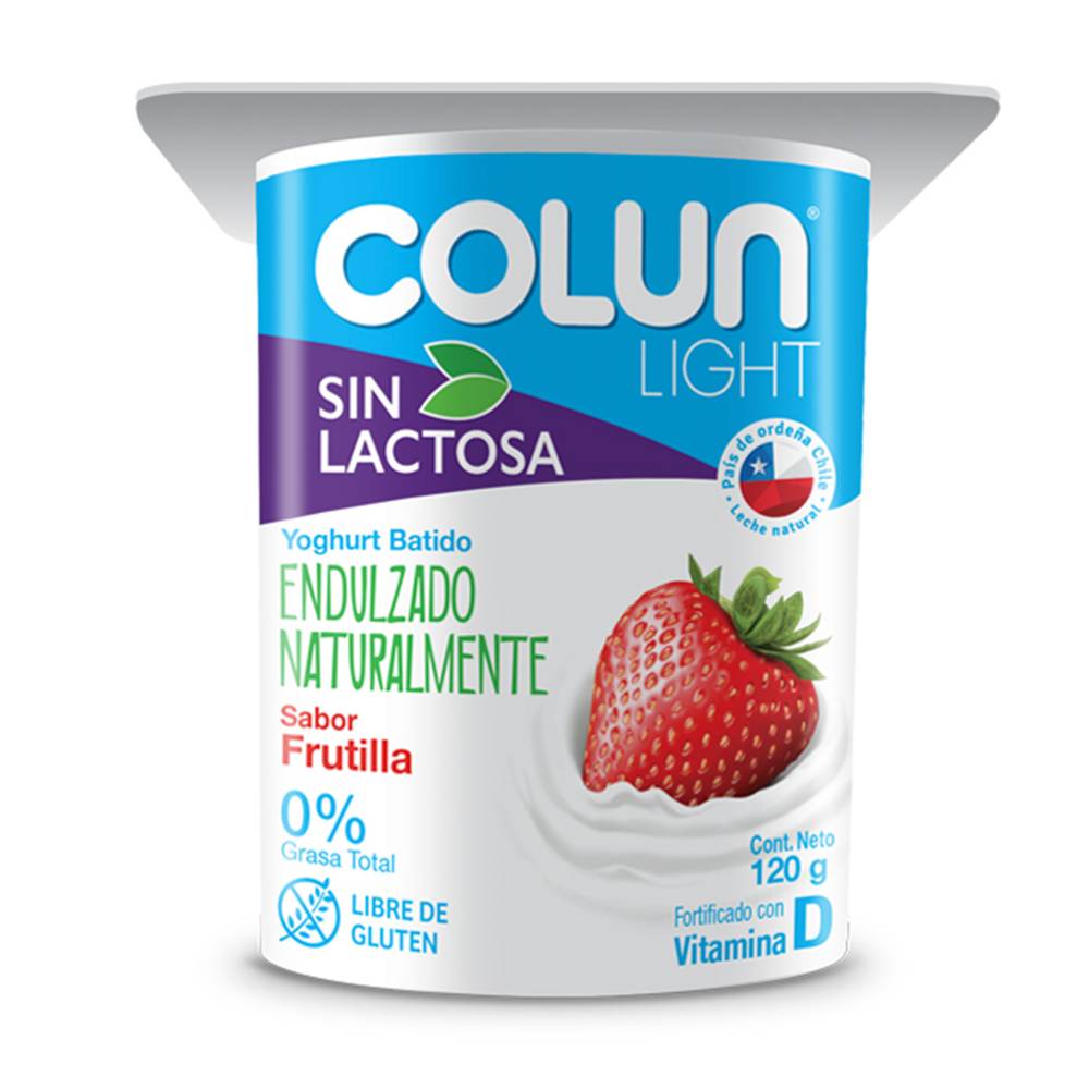 Colun yoghurt batido light sin lactosa frutilla (120 g)