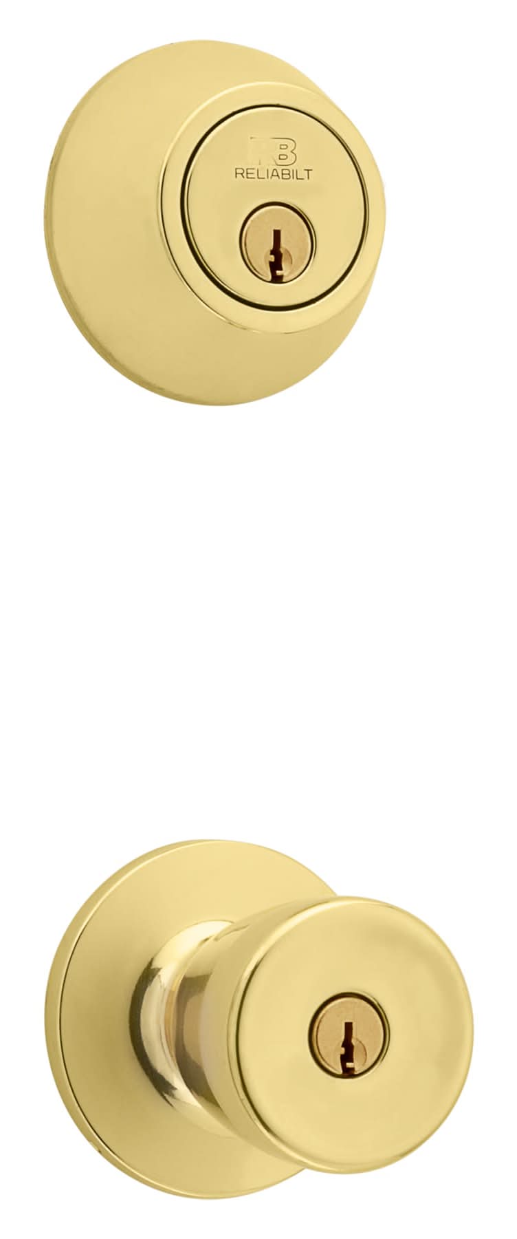ReliaBilt Gallo Polished Brass Exterior Single-Cylinder Deadbolt and Keyed Entry Door Knob Combo Pack