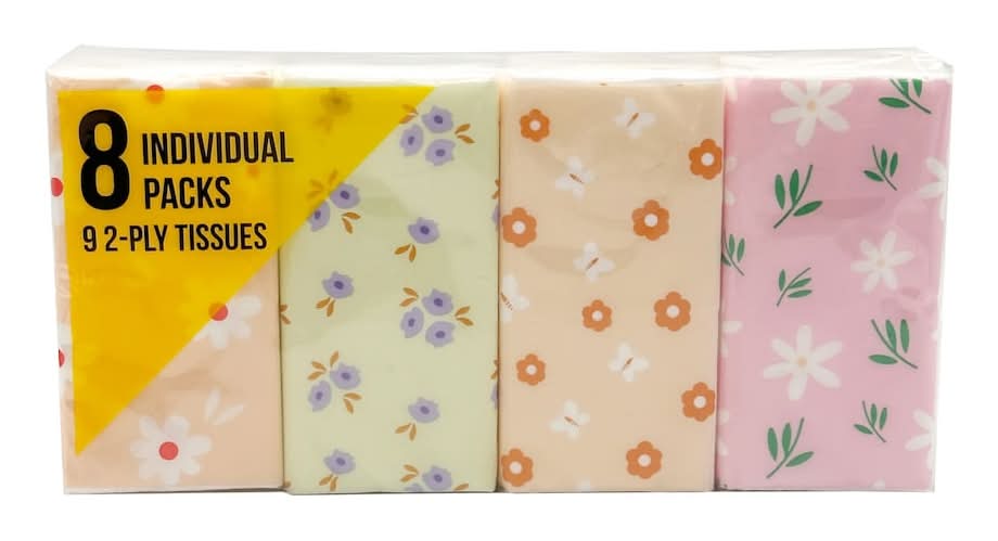 2-Ply Pocket Tissue packs, Assorted (8 ct)