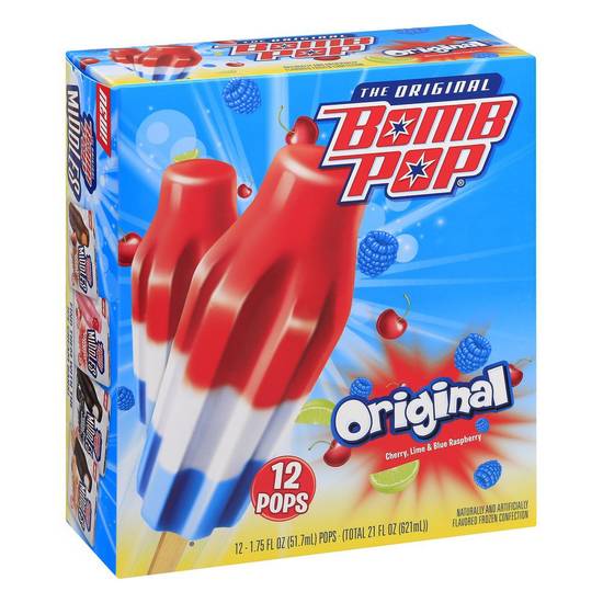 Bomb Pop Original Cherry Lime & Blue Raspberry Pops (12 x 1.8 fl oz)