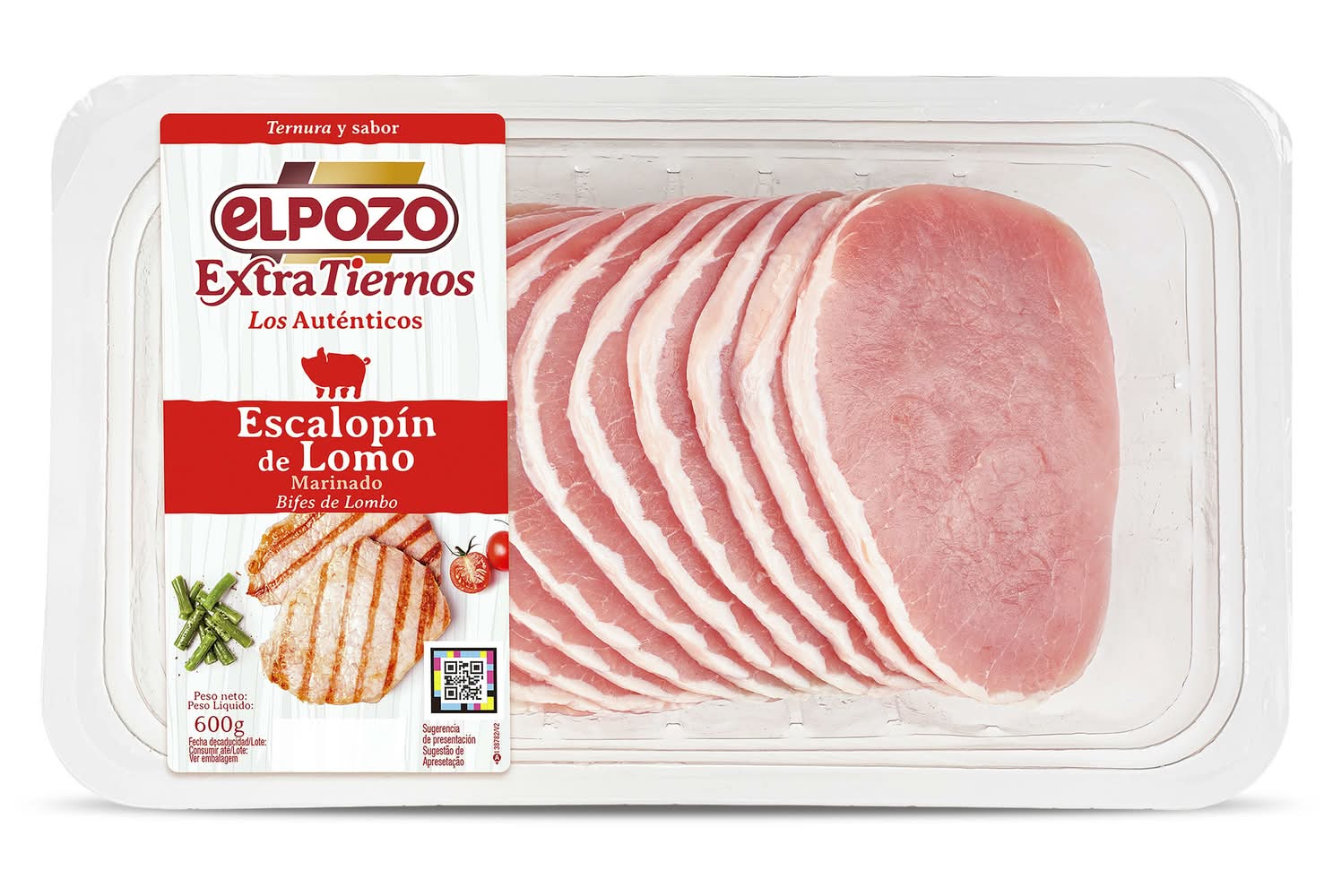 Escalopín De Lomo De Cerdo Marinado Elpozo Extratiernos Bandeja 600 G Aprox.