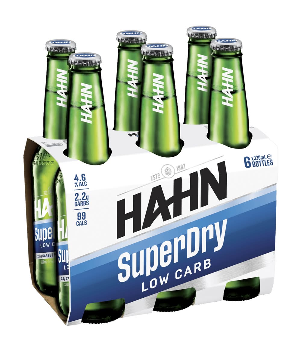 Hahn Super Dry Lager Bottle 6x330ml