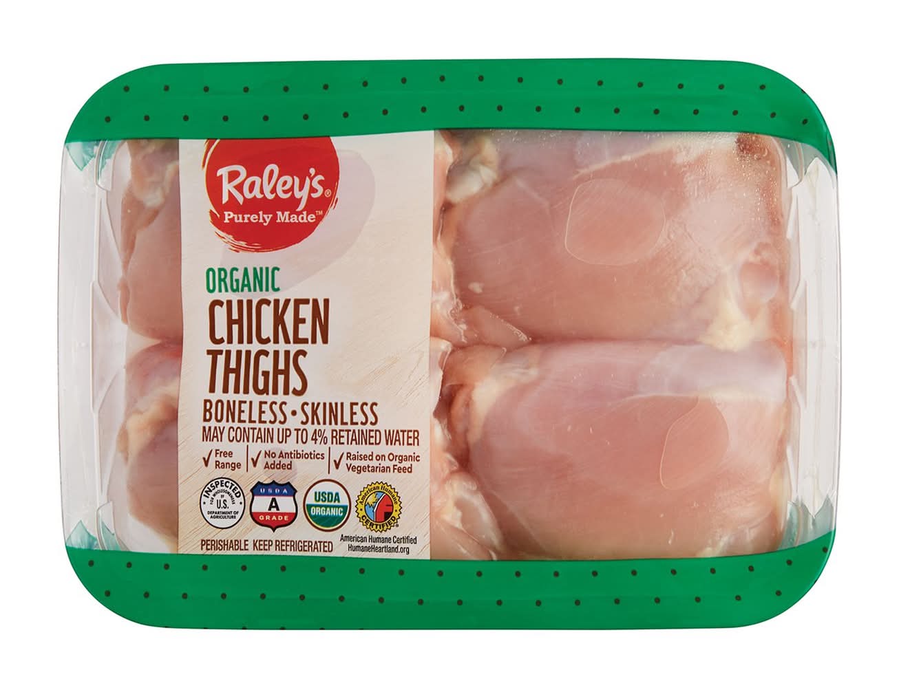 Raley'S Purely Made Organic Boneless Skinless Chicken Thighs Per Pound