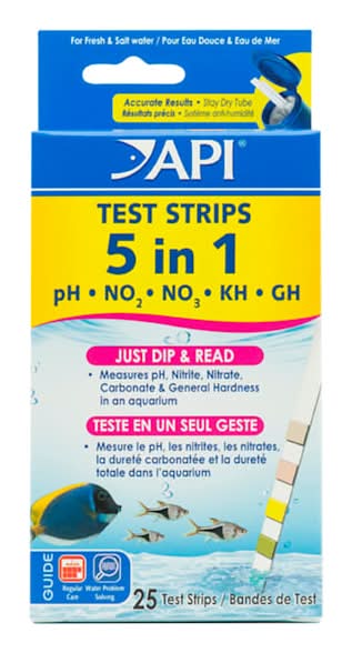 API 5 In 1 Freshwater & Saltwater Aquarium Test Strips (25 ct)