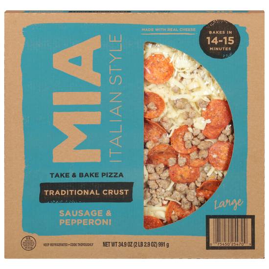 Mia Italian Style Take & Bake Traditional Crust Sausage & Pepperoni Pizza Large