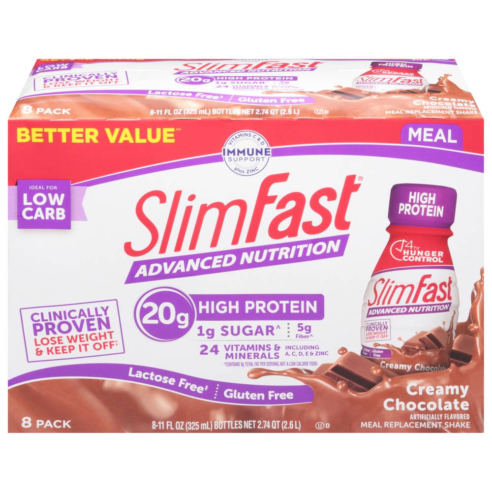 SlimFast Advanced Nutrition Meal Replacement Shake, Creamy Chocolate (8 x 11 fl oz)