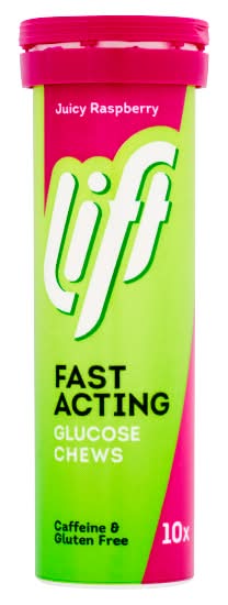 Lift Juicy Raspberry, Fast Acting Glucose Chews (10 pack)