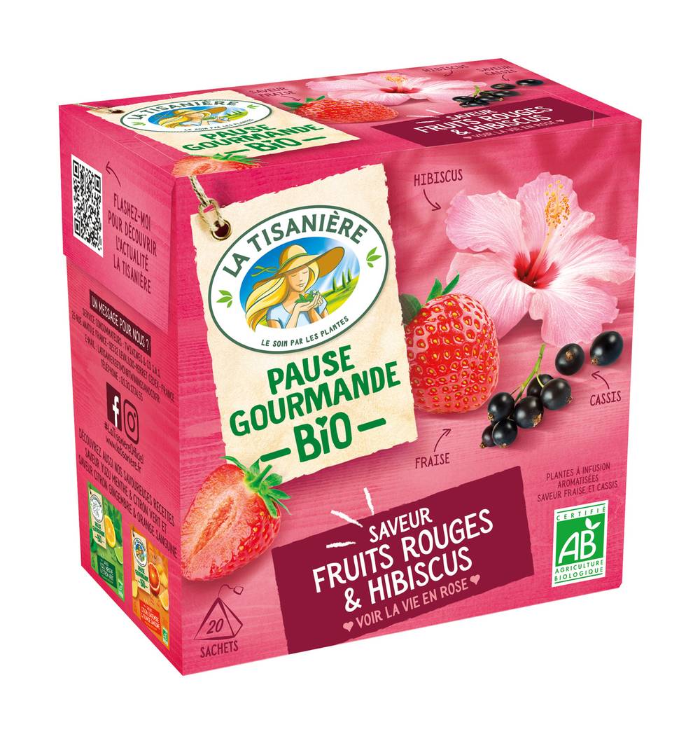 La Tisaniere - Infusion fruits rouges et hibiscus bio sachets (37,5g)