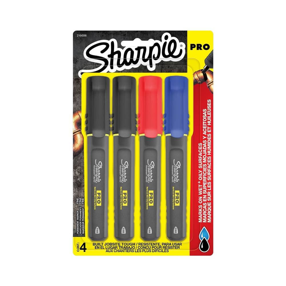 Sharpie PRO 4-Pack Fine Point Red, Black, and Blue Permanent Marker | 2164598