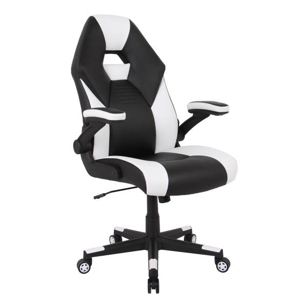 Realspace Rgx Faux Leather High-Back Gaming Chair, Black/White