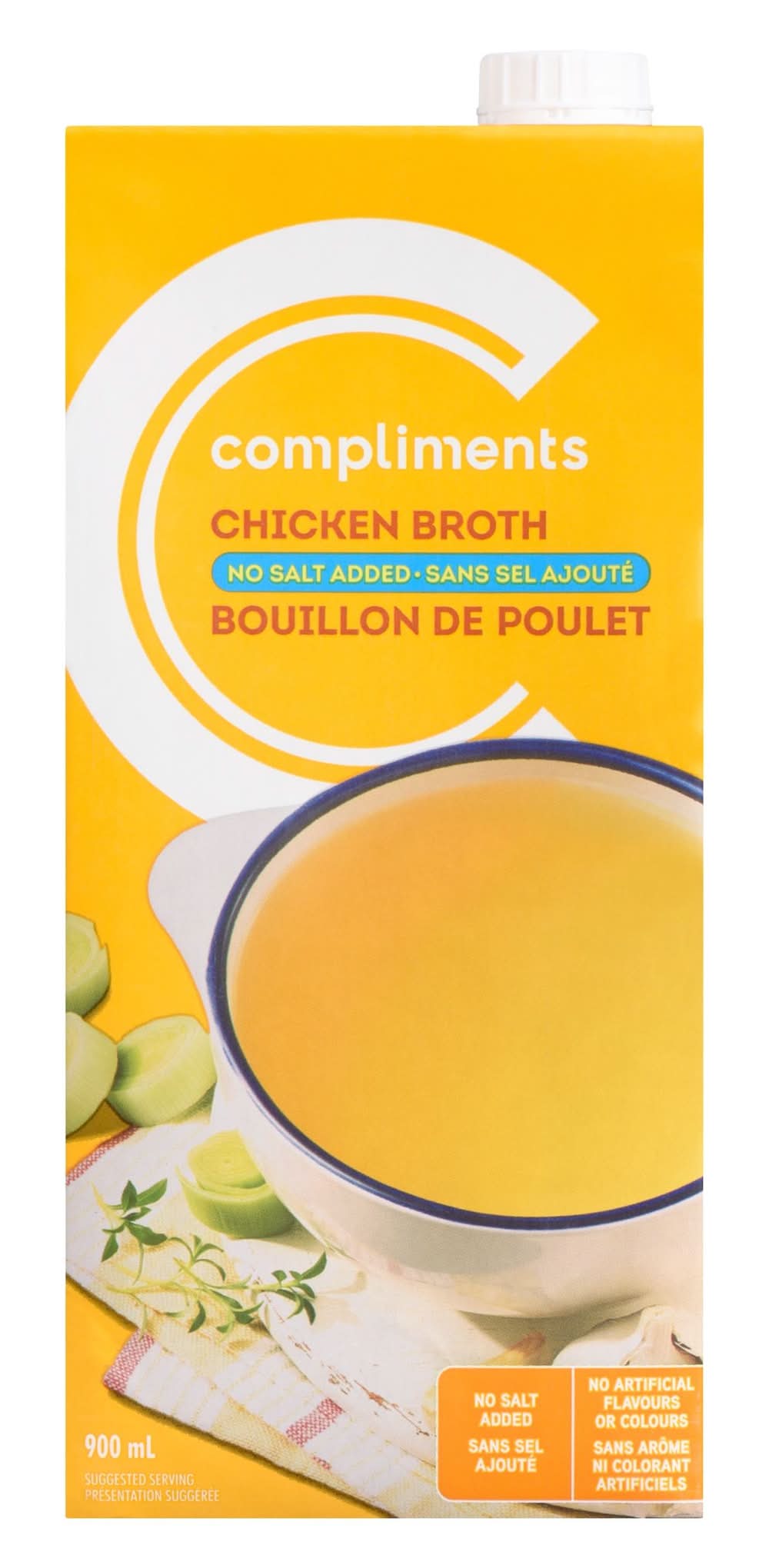 Compliments bouillon de poulet sans sel ajouté (900 ml) - balance chicken no salt added broth (900 ml)
