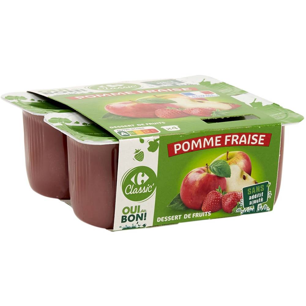 Compote Pomme Fraise CARREFOUR - les 4 pots de 100g