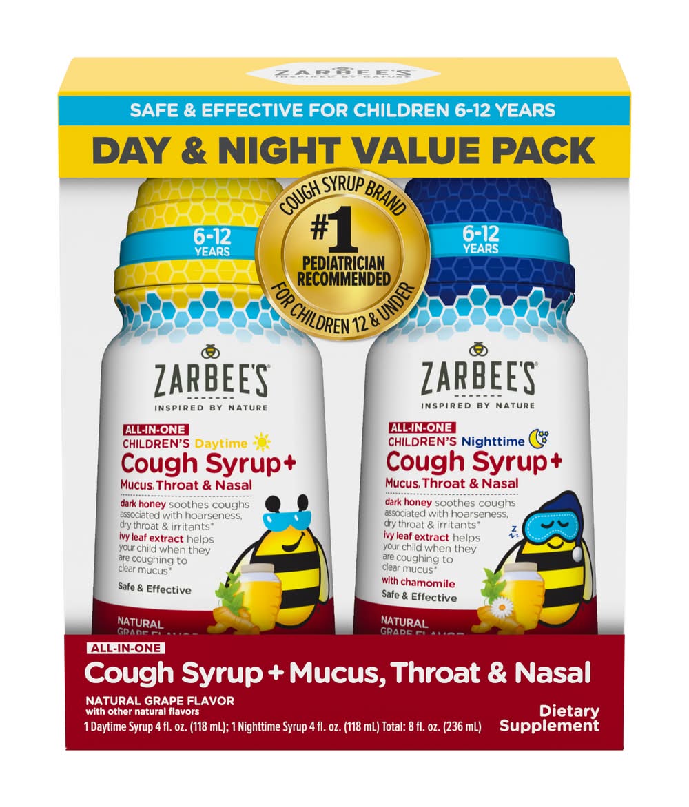 Zarbee's Childrens All-In-One Day & Night Cough Syrup, Grape (4 fl oz, 2 ct)