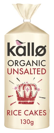 Kallo Organic Unsalted Wholegrain Rice Cakes (130g)