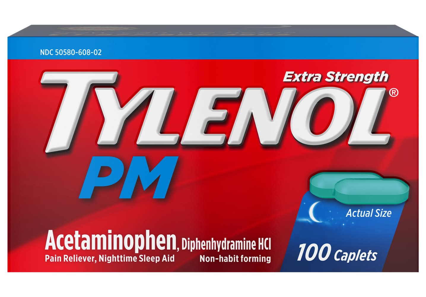 Tylenol Pm Extra Strength Pain Reliever & Nighttime Sleep Aid Caplets (100 ct)