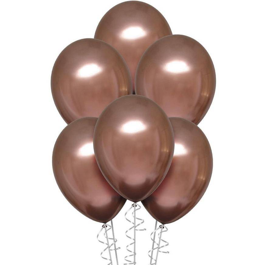 Party City Metallic Chrome Satin Luxe Latex Balloons, 11 in, Rose Gold (6 ct)