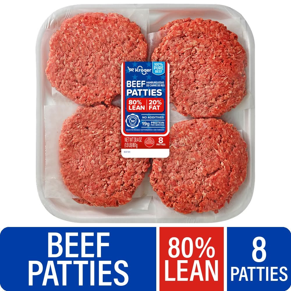 Kroger 100% Pure Beef Patties (30.4 oz, 8 ct)