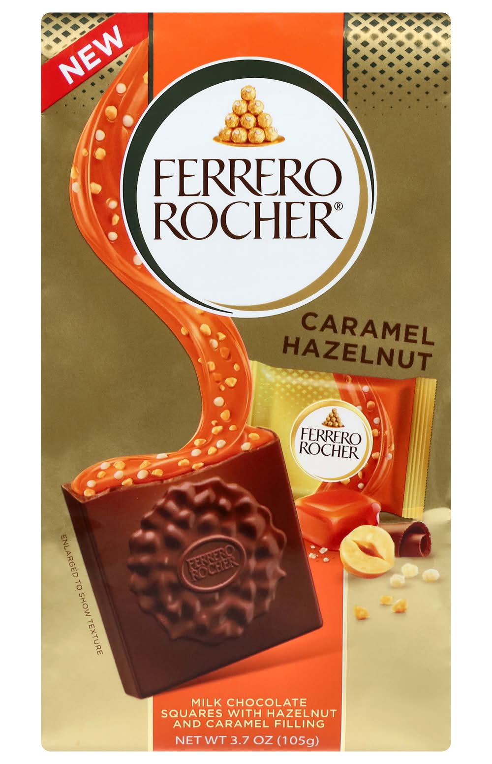 Ferrero Rocher Hazelnut Squares Bar, Milk Chocolate-Caramel (3.7 oz)