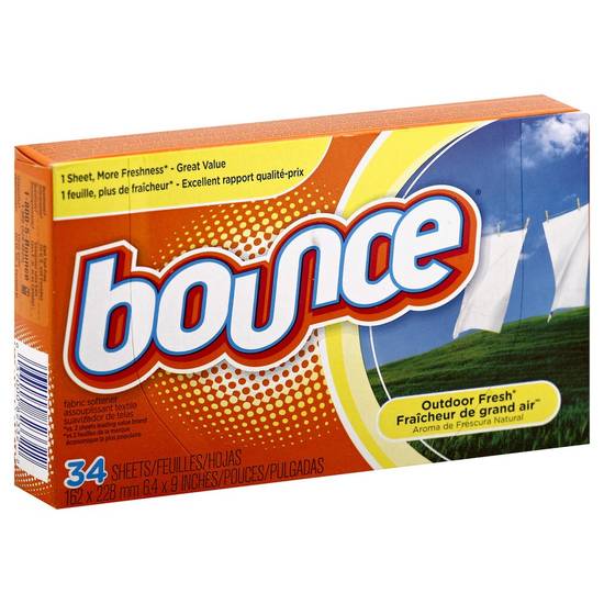 Bounce Fabric Softener Dryer Sheets Outdoor Fresh (34 sheets)