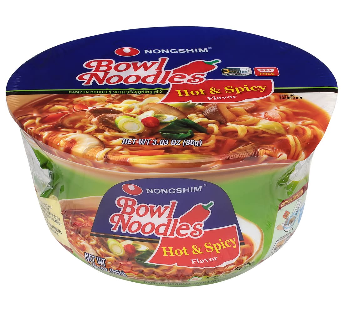 Nongshim Ramyun Noodles With Soup Mix, Hot & Spicy (3.03 oz)
