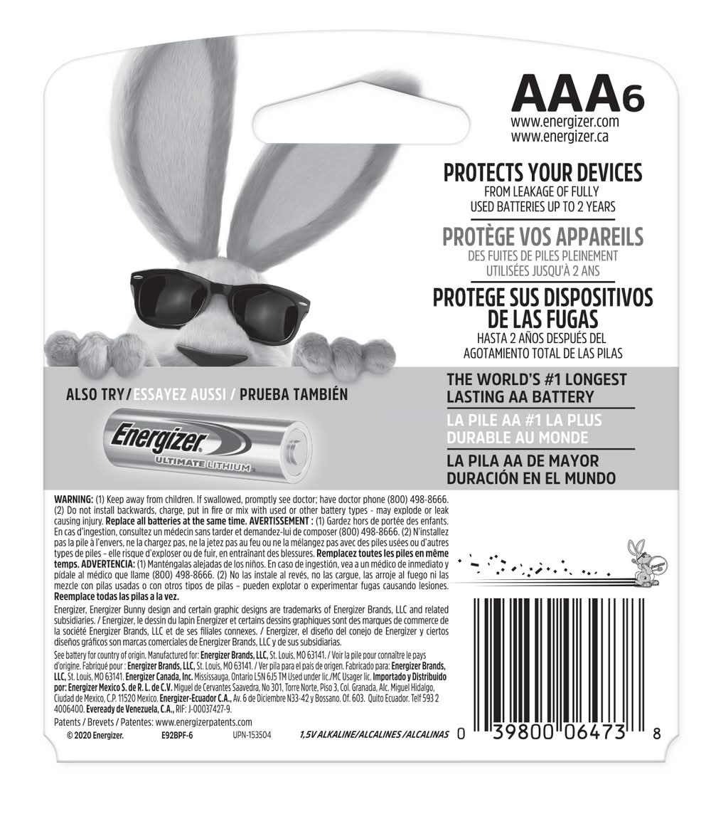 Energizer Max Aaa Batteries (3.2 oz, 6 ct)