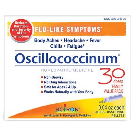 Boiron Oscillococcinum Flu-Like Symptoms Pellets Doses (0.04 oz, 30 ct)