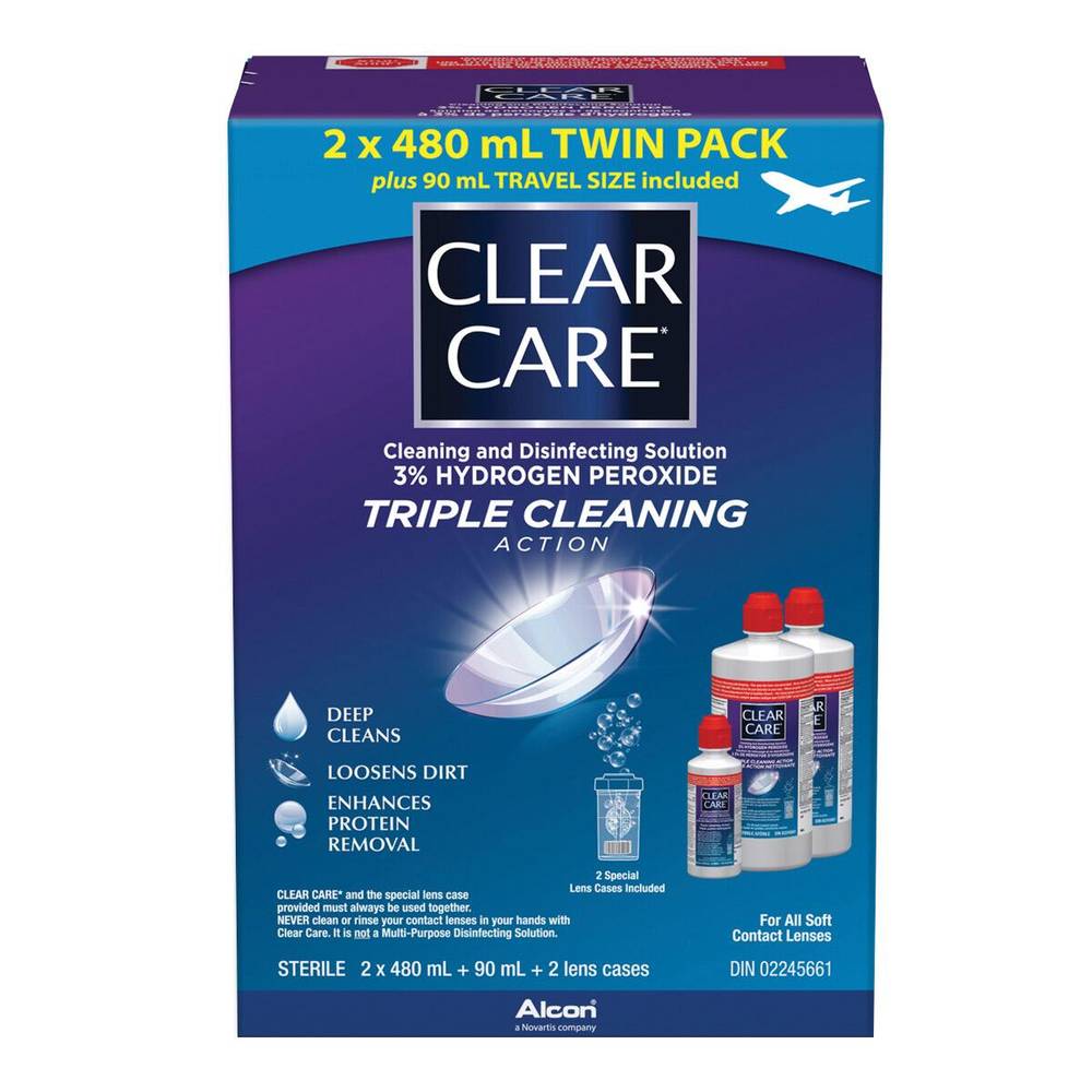 Solution clear care (2 x 480 mL) - Lenses triple cleansing (2 x 480 mL)