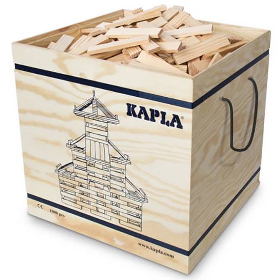 Kapla 1000 Piece Set in Wood Box with Wheels