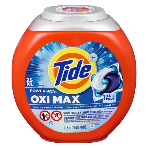 Tide Oxi Max Laundry Detergent Power Pods, XL (1.15 kg, 25 ct)