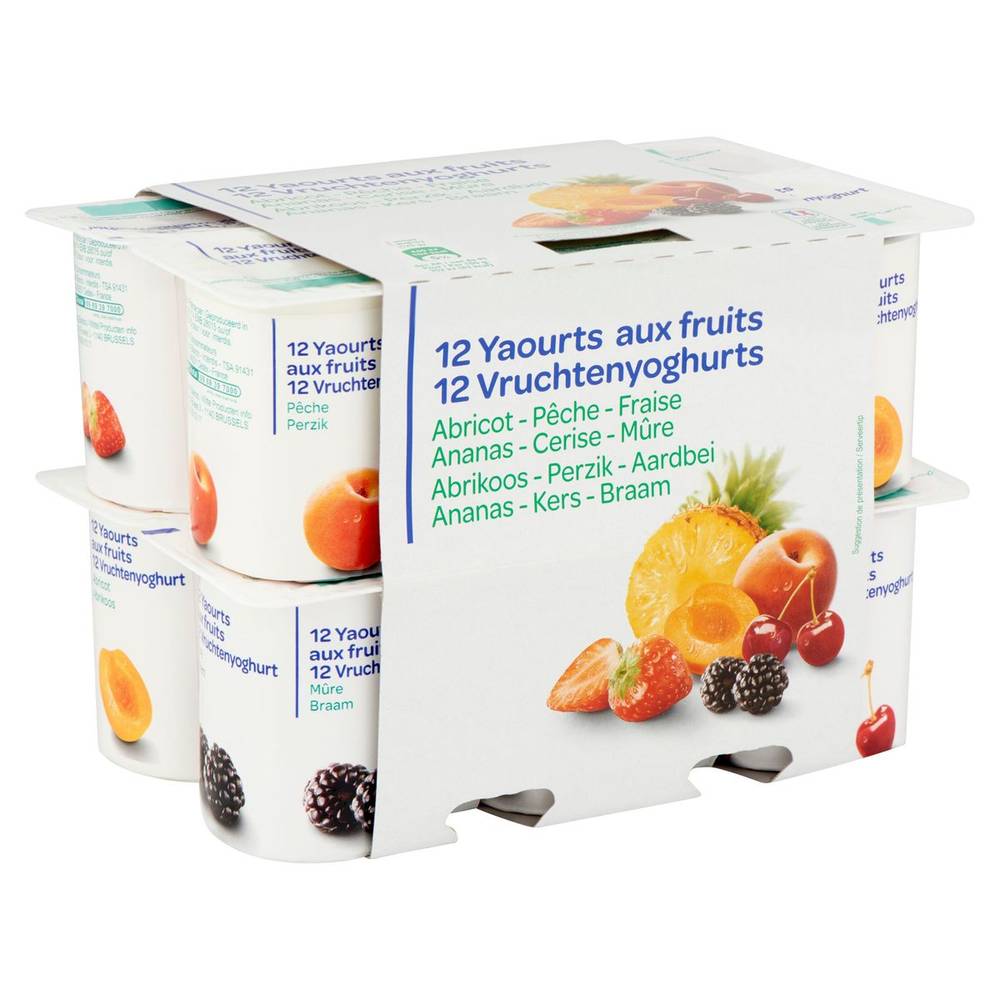 Yaourts Abricot Pêche Fraise Ananas Cerise Mûre 2 x (6 x 125 g)