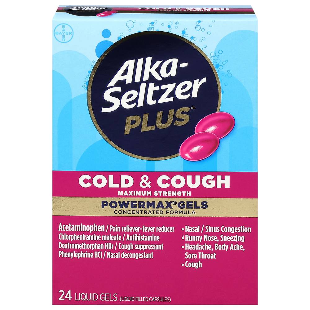 Alka-Seltzer Plus Maximum Strength Powermax Cold & Cough Relief Gels (24 ct)