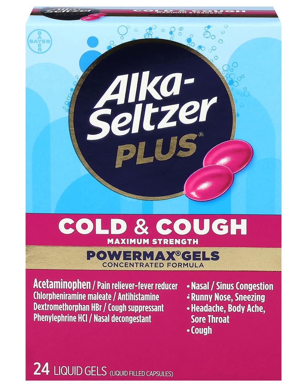Alka-Seltzer Plus Maximum Strength Powermax Cold & Cough Relief Gels (1.5 oz, 24 ct)