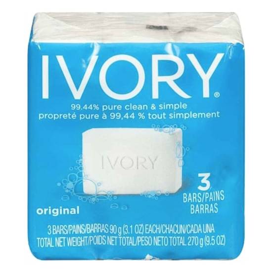 Ivory · Pure bar soap - Savons au parfum original (270 g - 3x90 g)