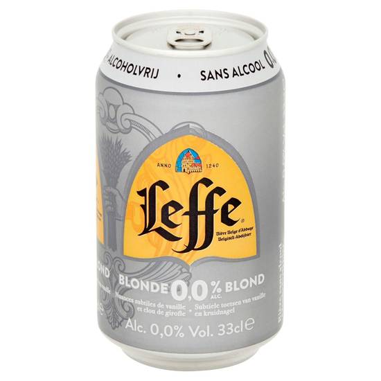 Leffe Bière Belge d'Abbaye Blonde 0.0% Alc. Canette 33 cl