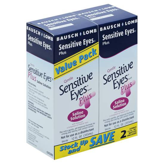 Bausch & Lomb Sensitive Eyes Plus Saline Solution (2 x 12 fl oz)