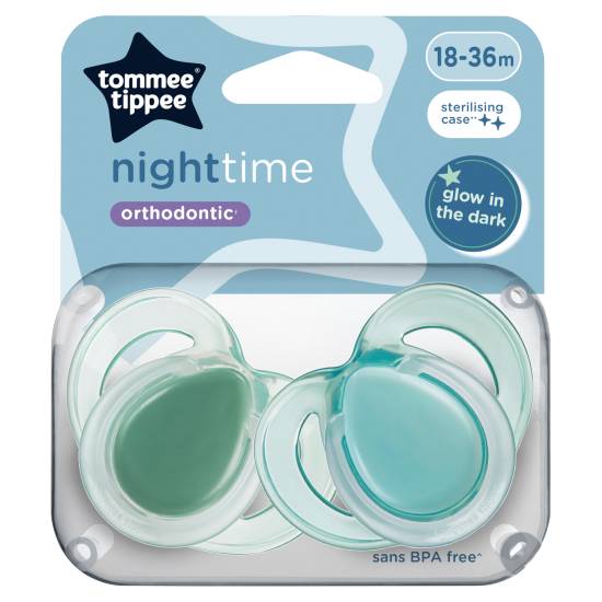 Tommee Tippee Night Time Orthodontic Soothers 18-36m (2 ct)