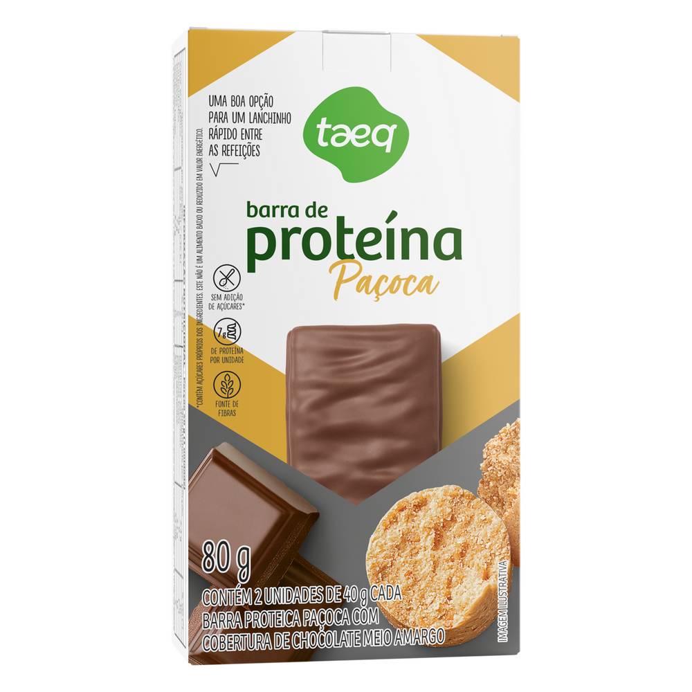 Taeq barra de proteína sabor paçoca com cobertura de chocolate meio amargo (80g)