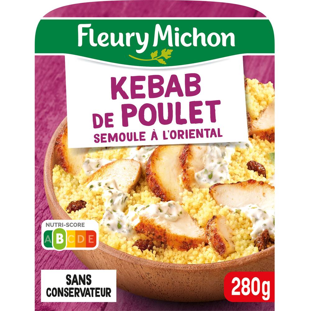 Fleury Michon - Plat cuisiné kebab de poulet semoule à l’orientale