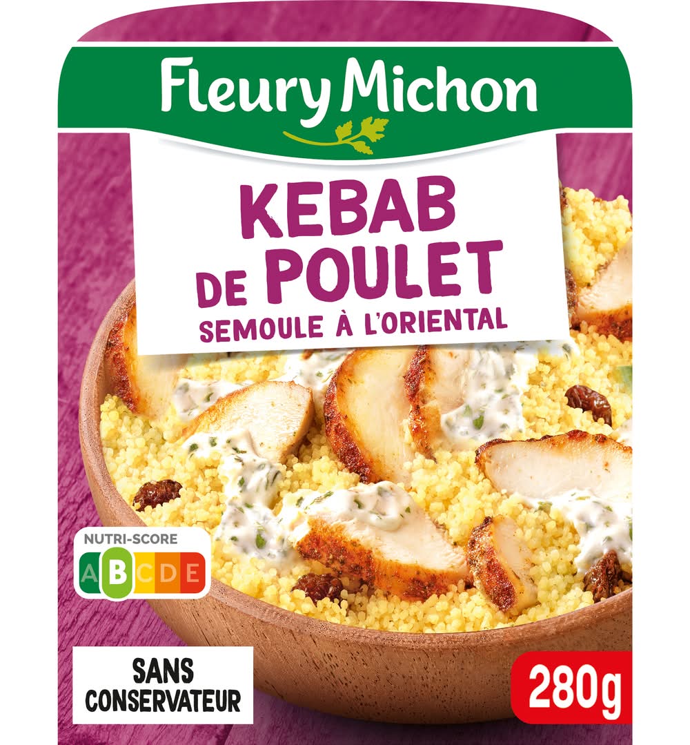 Fleury Michon - Plat préparé kebab de poulet semoule à l’orientale (280g)