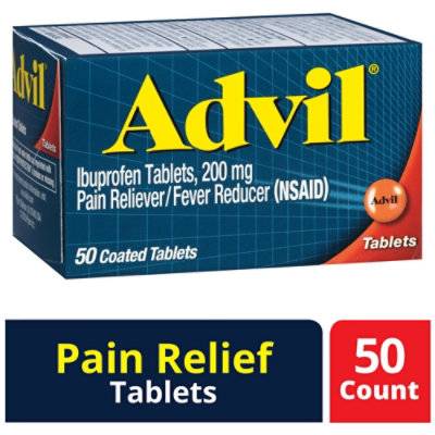 Advil Pain Reliever Fever Reducer 200Mg Ibuprofen Coated Tablets - 50 Count