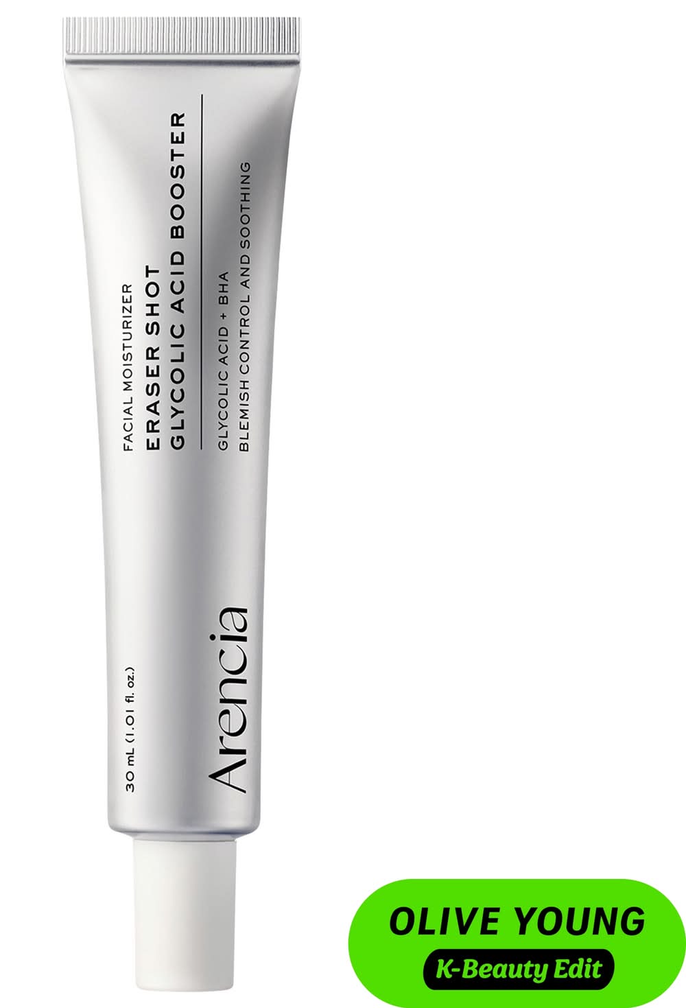 Arencia Eraser Shot Glycolic Acid Booster Cream with BHA for Texture Refining and Pore Care for Acne-Prone Skin 1.01oz/30ml
