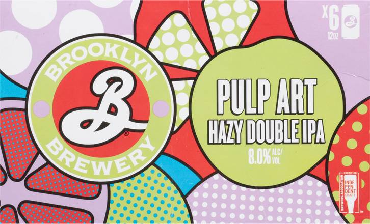 Brooklyn Brewery Domestic Pulp Art Hazy Double Ipa Beer (6 ct x 12 fl oz)